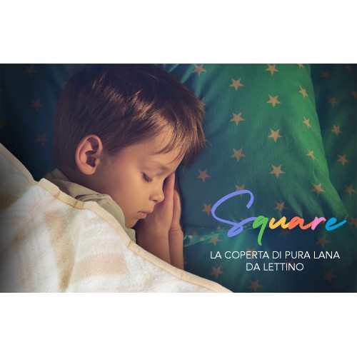 COPERTA SQUARE Bambini in vera Pura LANA da LETTINO morbida e Calda colore Naturale