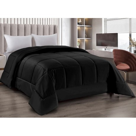 QUILT Duvet in soft BLACK velvet with feather effect 2 squares double ELISIR