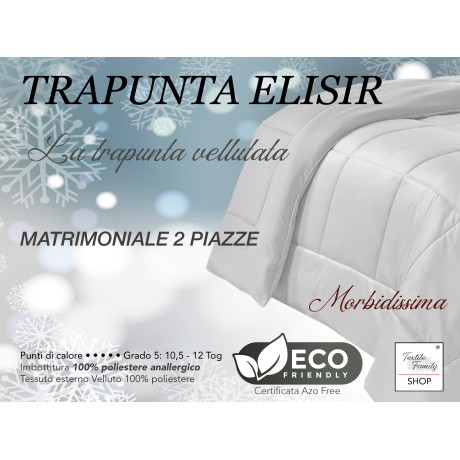 TRAPUNTA Piumone in Soffice Velluto NERO Effetto Piuma 2 Piazze Matrimoniale ELISIR 2