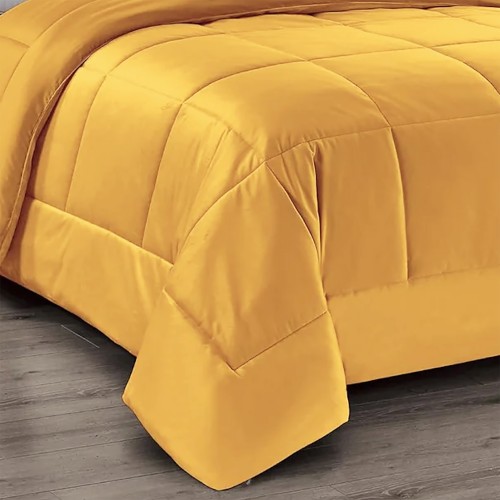 QUILT Duvet in soft yellow velvet GOLD feather effect 2 squares double ELISIR