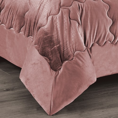 TRAPUNTA Piumone in Soffice Velluto ROSA Effetto Piuma 2 Piazze Matrimoniale ELISIR Jacquard