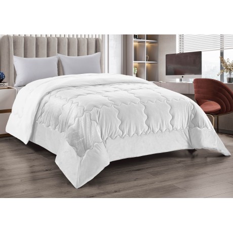 QUILT Duvet in soft IVORY velvet feather effect 2 squares double ELISIR jacquard