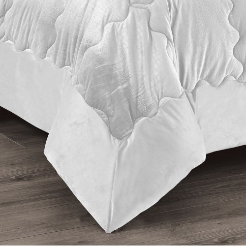 TRAPUNTA Piumone in Soffice Velluto AVORIO Effetto Piuma 2 Piazze Matrimoniale ELISIR Jacquard