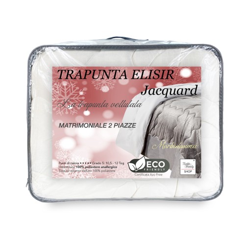 QUILT Duvet in soft IVORY velvet feather effect 2 squares double ELISIR jacquard