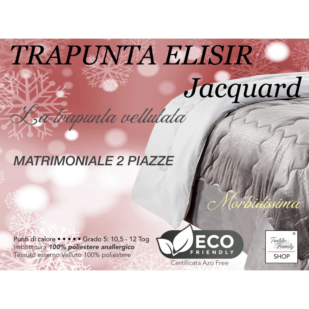 TRAPUNTA Piumone in Soffice Velluto AVORIO Effetto Piuma 2 Piazze Matrimoniale ELISIR Jacquard