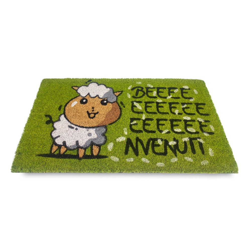 TAPIS paillasson en noix de coco naturelle avec mouton WELCOME