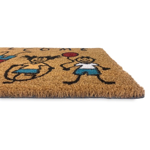 TAPIS Paillasson en noix de coco naturelle La famille de couleurs FAMILY