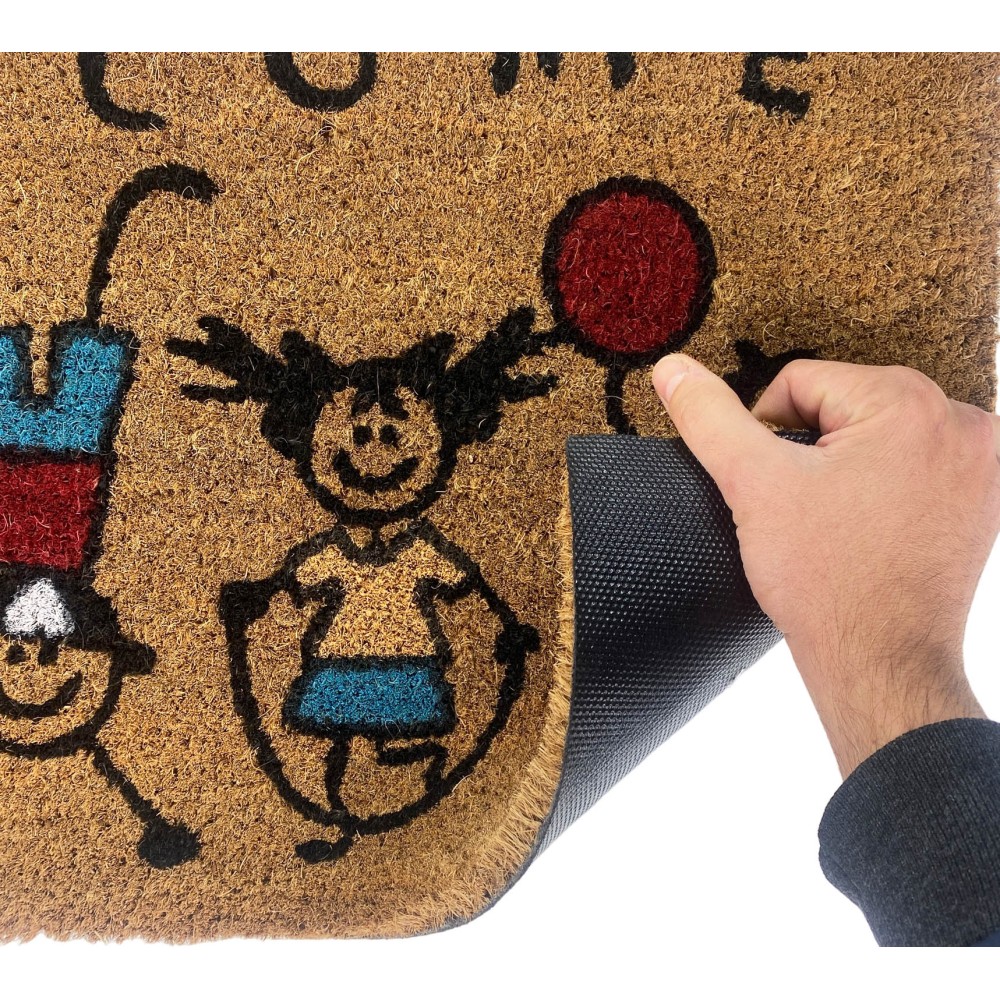 TAPIS Paillasson en noix de coco naturelle La famille de couleurs FAMILY