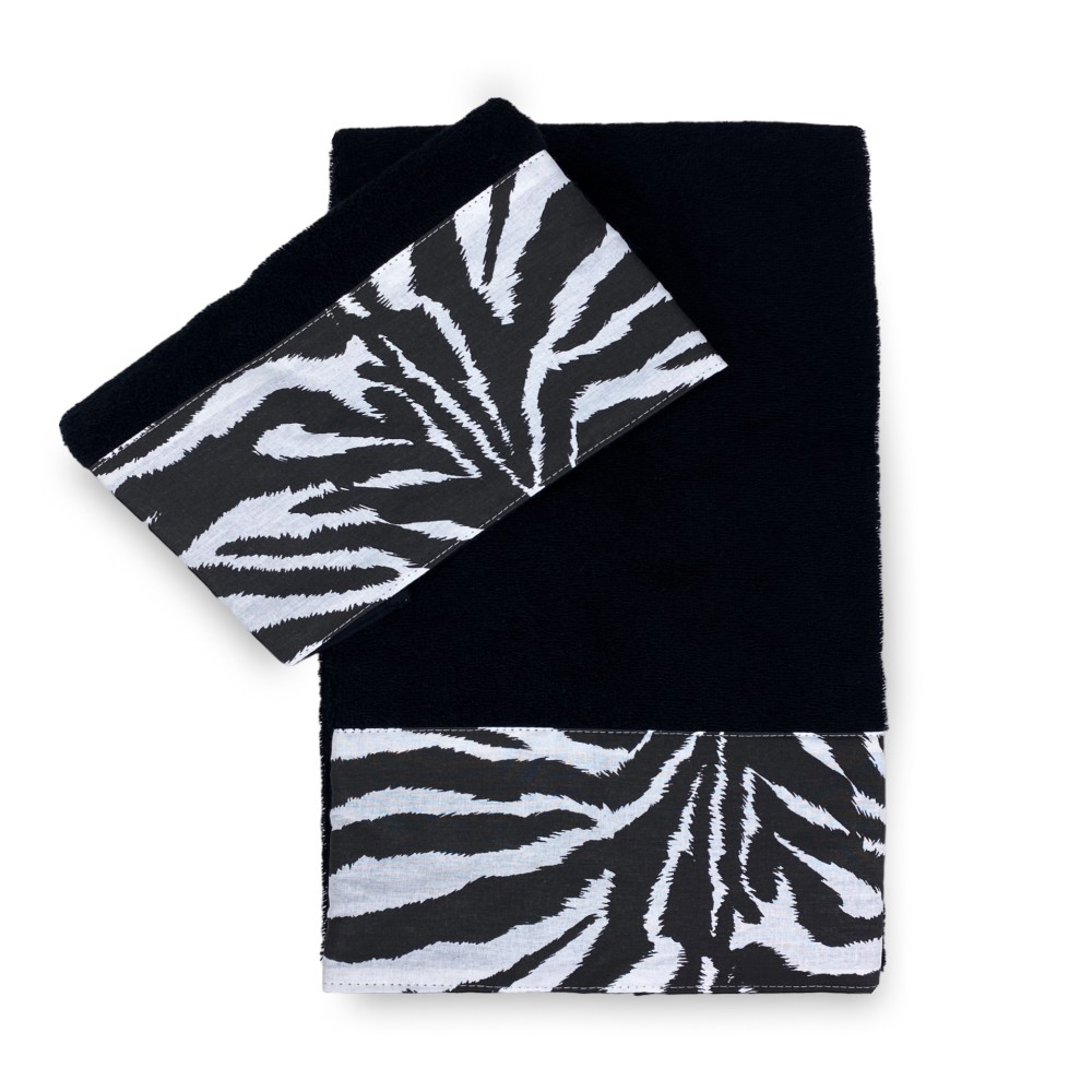HANDTUCHSET 1+1 GESICHT & Gast ZEBRA weiß SCHWARZ