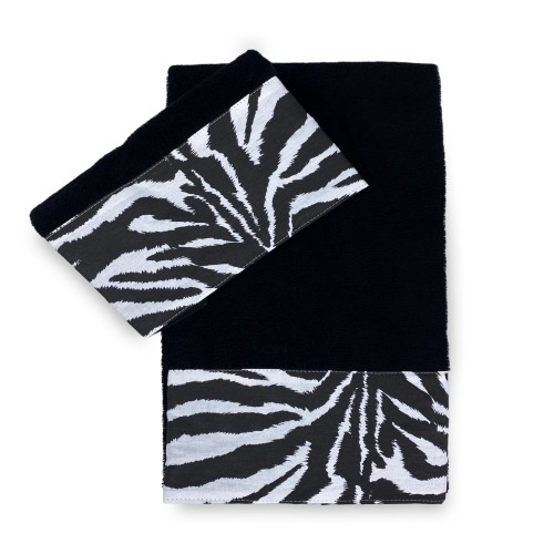 HANDTUCHSET 1+1 GESICHT & Gast ZEBRA weiß SCHWARZ