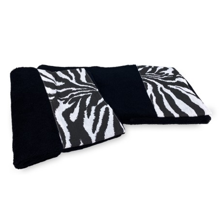 SET ASCIUGAMANI spugna 1+1 VISO e ospite ZEBRATO bianco NERO 2