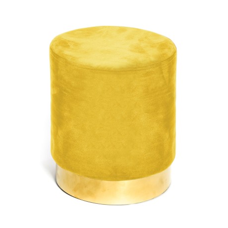 VELVET Zylinderhocker POUF aus senf schlichtem Samt