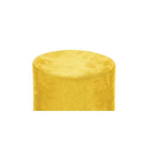 VELVET Cylinder Footstool POUF in Mustard Plain Velvet