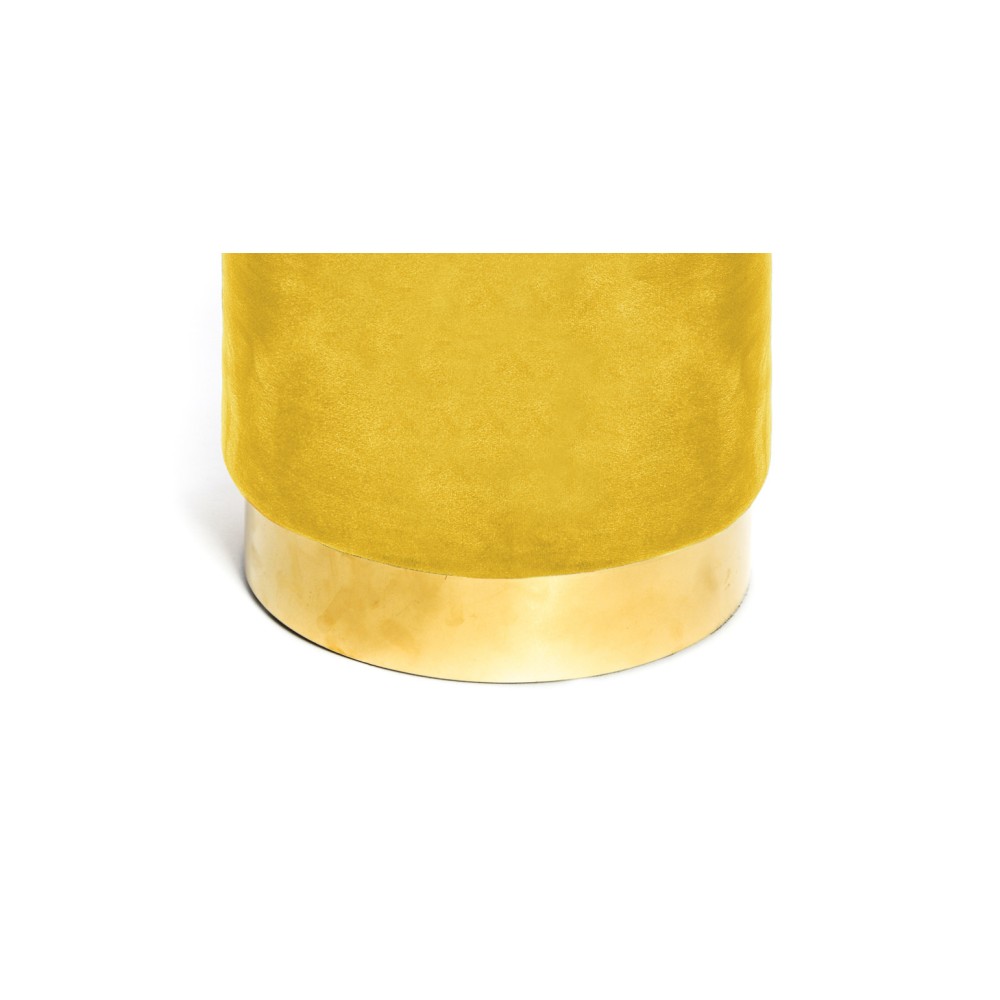 VELVET Repose-pieds cylindrique POUF en velours uni moutarde