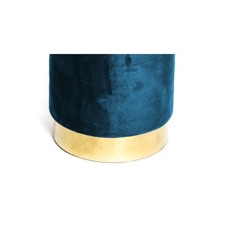 POUF Poggiapiedi Cilindro VELVET in Velluto Unito Blu 2