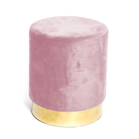 VELVET Reposapiés cilíndrico POUF en terciopelo liso rosa