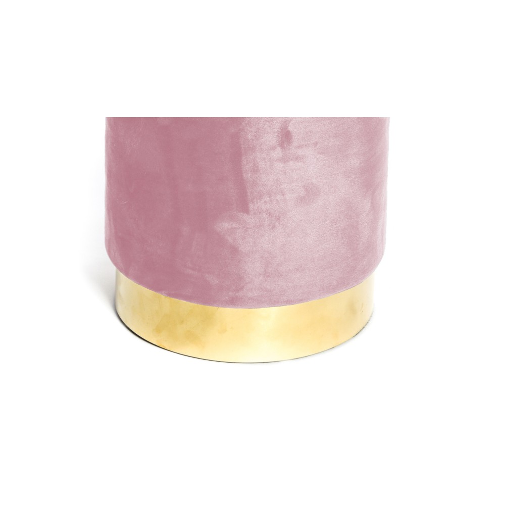 VELVET Reposapiés cilíndrico POUF en terciopelo liso rosa