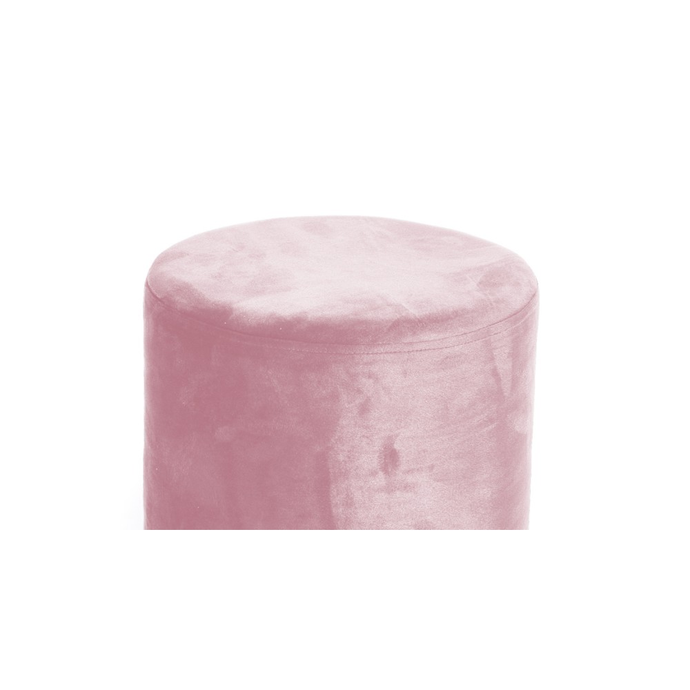 VELVET Zylinder Fußhocker POUF aus Pink Plain Velvet