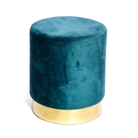 VELVET Reposapiés cilíndrico POUF en terciopelo liso gasolina