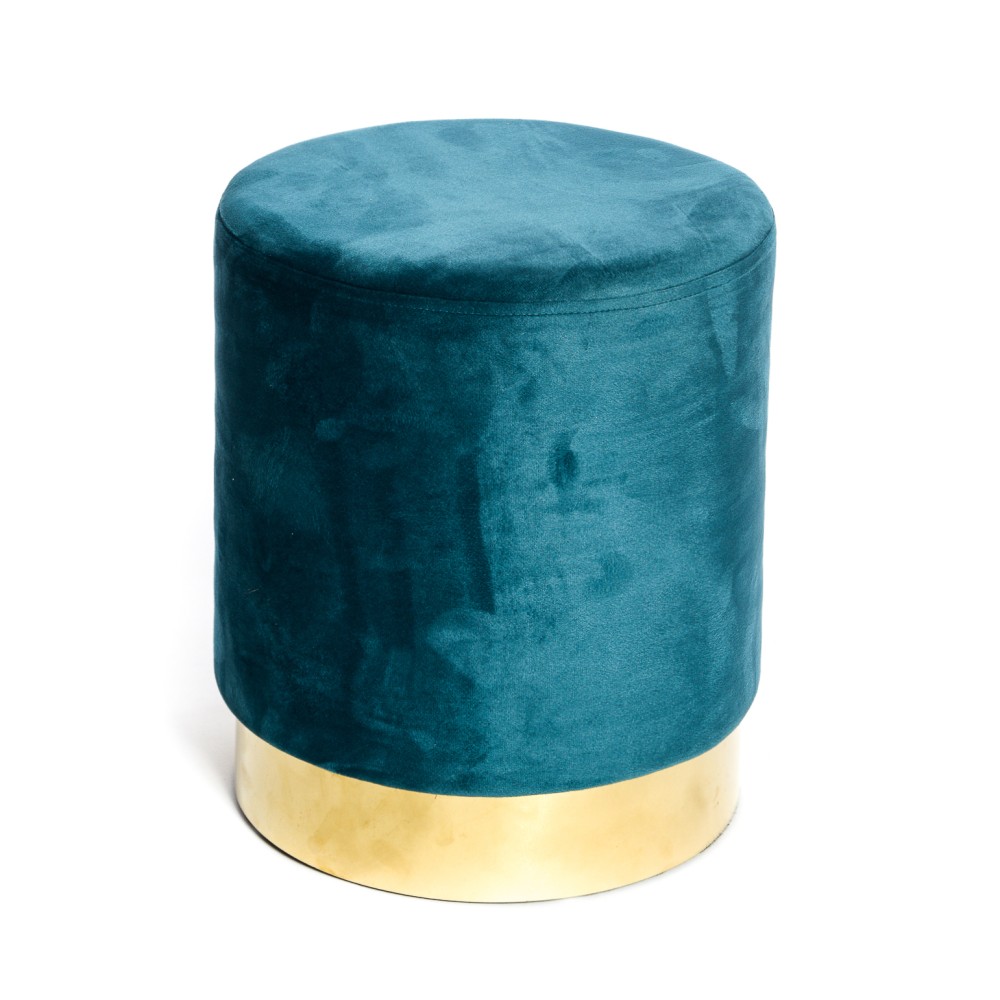 VELVET Reposapiés cilíndrico POUF en terciopelo liso gasolina