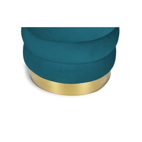 VELVET gesteppter Zylinder-Fußhocker aus petrolfarbenem schlichtem Samt 2