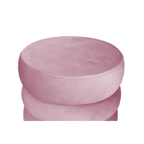 Repose-pieds Cilindro VELVET matelassé en velours uni rose