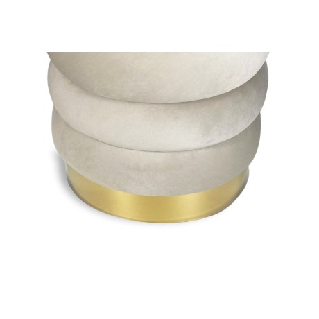 POUF Poggiapiedi Cilindro VELVET Trapuntato in Velluto Unito Beige 2