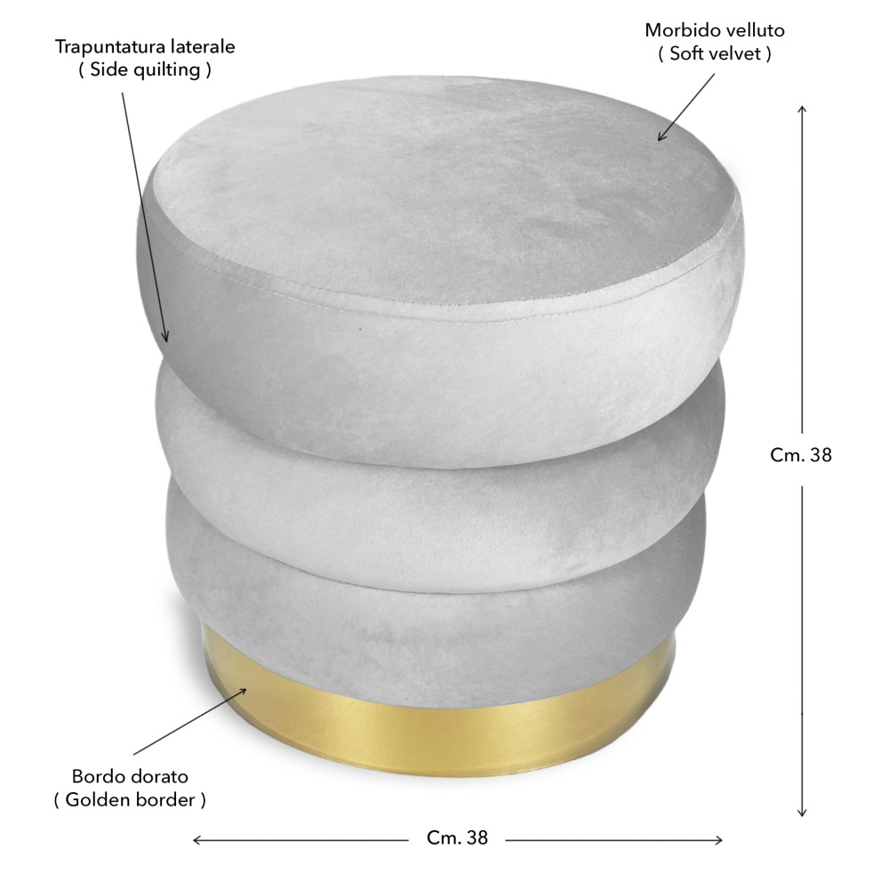 POUF CYLINDRE REPOSE-PIEDS VELOURS VELOURS Matelassé en velours uni pétrole