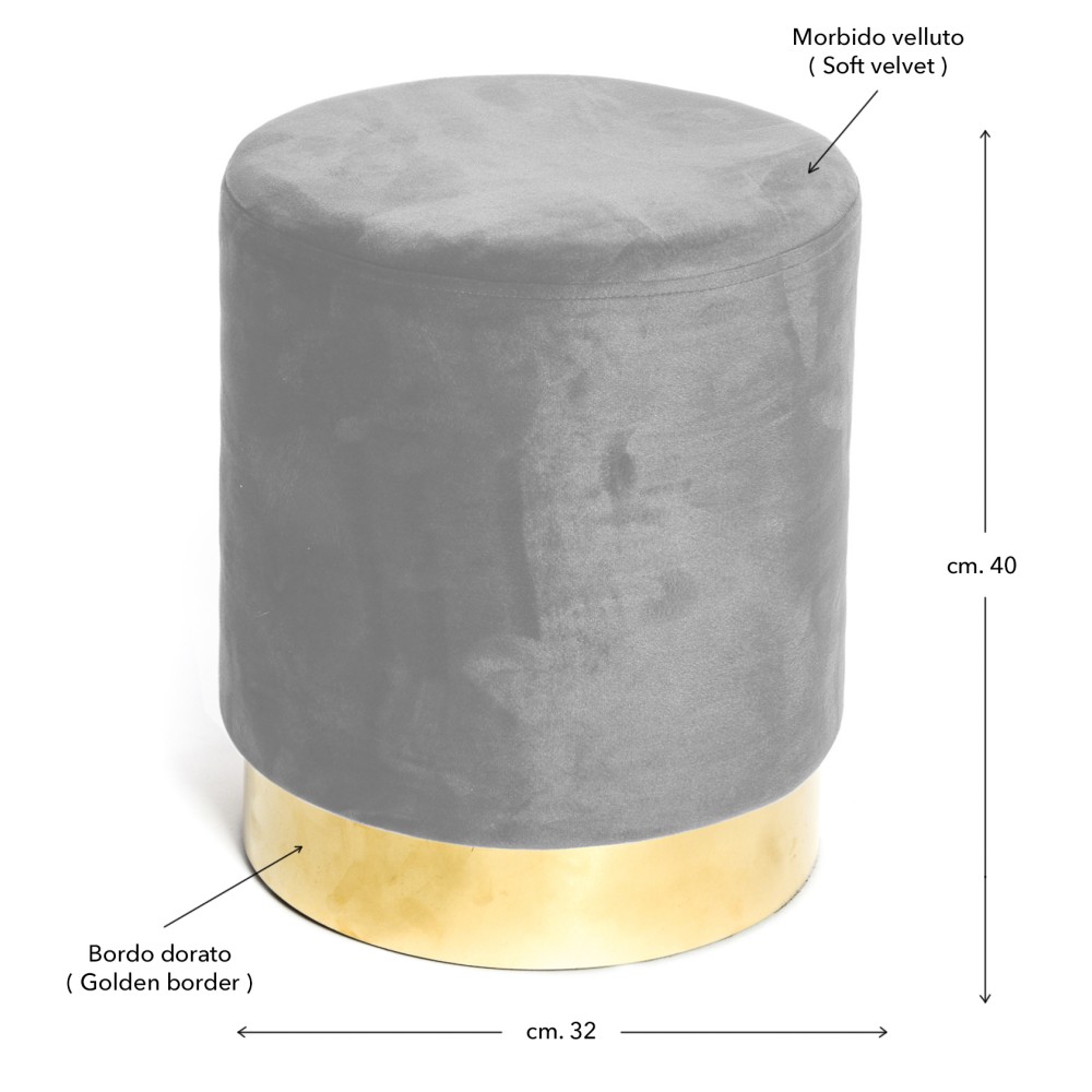 VELVET Cylinder Footstool in Bordeaux Plain Velvet