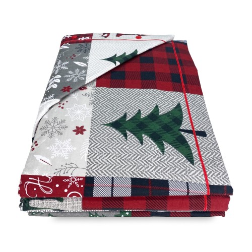 Draps du bas avec coins élastiques et taies d’oreiller Abstract Tyrol assorties, qualité fabriquée en Italie