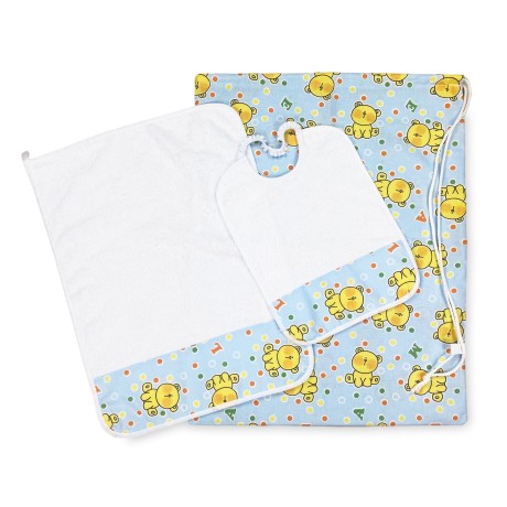 KINDERGARTEN SET Pierino Tris SACK and TOWEL and Bib Drawing TEDDY BEAR