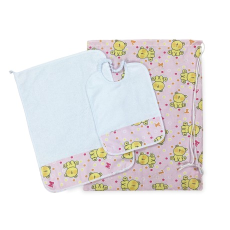 ENSEMBLE de maternelle Pierino Tris sac et serviette et bavoir dessin teddy bear 2