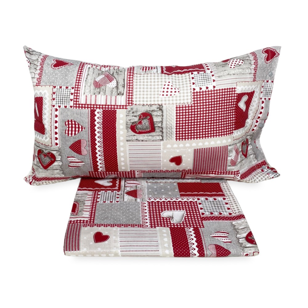 Tyrolean duvet cover with burgundy aprica hearts