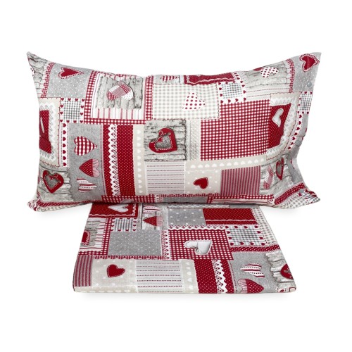 Tyrolean duvet cover with burgundy aprica hearts