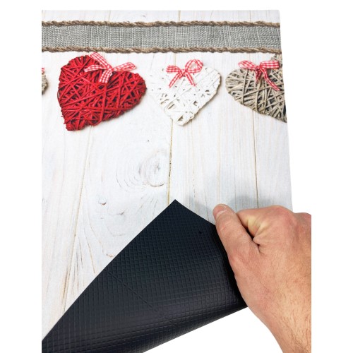 RUG Kitchen Runner Rutschfester Läufer HEARTS SHABBY made in Italy