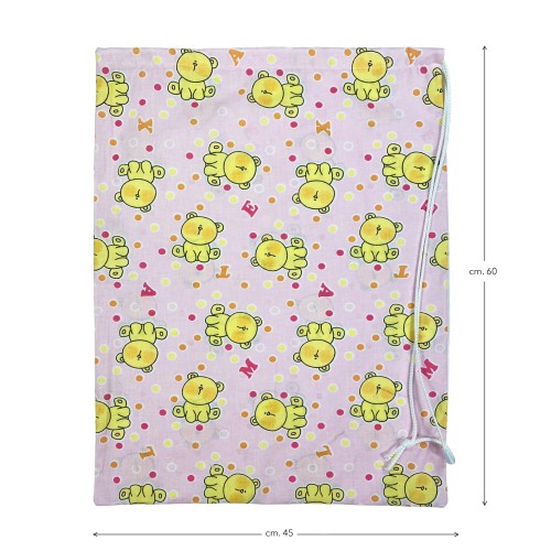 BOLSA GUARDERÍA PIERINO tamaño LARGE MAXI cm. 45x60 Dibujo de osito de peluche