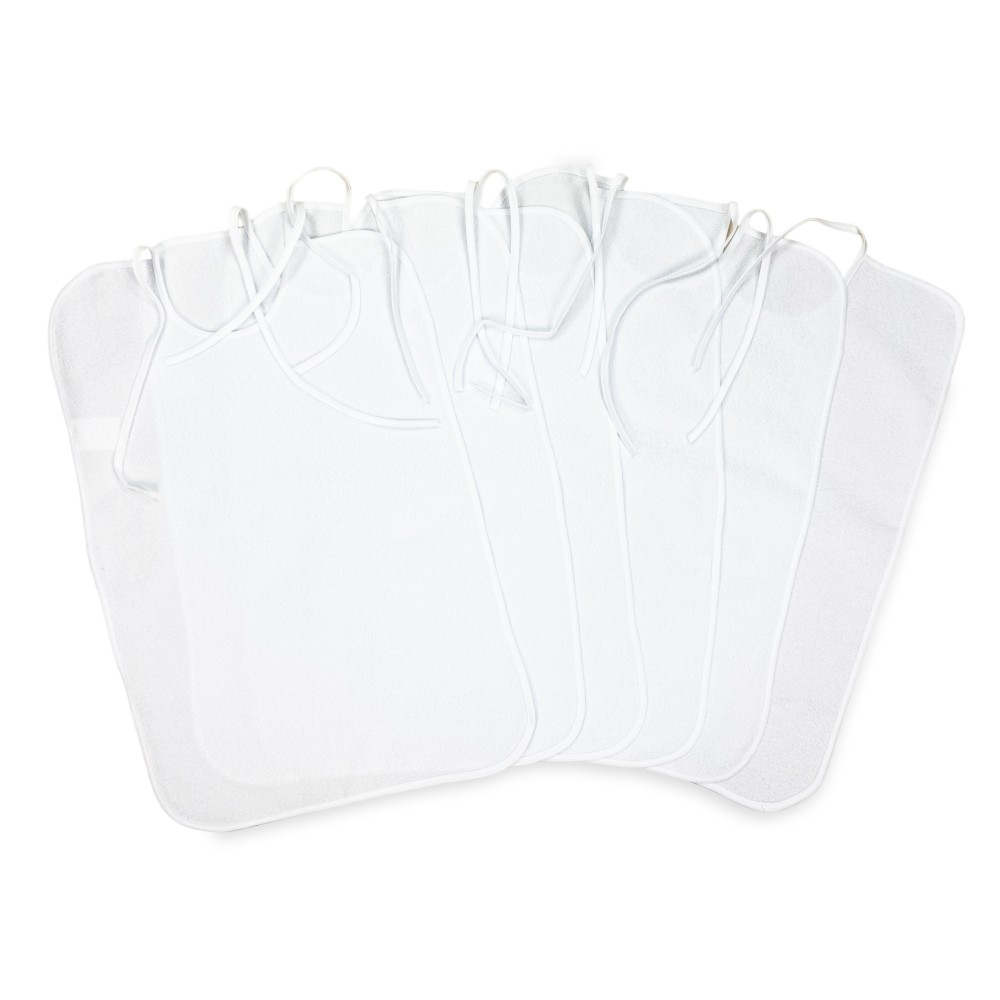 SET Babero Blanco para ADULTO Mordaza impermeable REMO © con cordones antimanchas