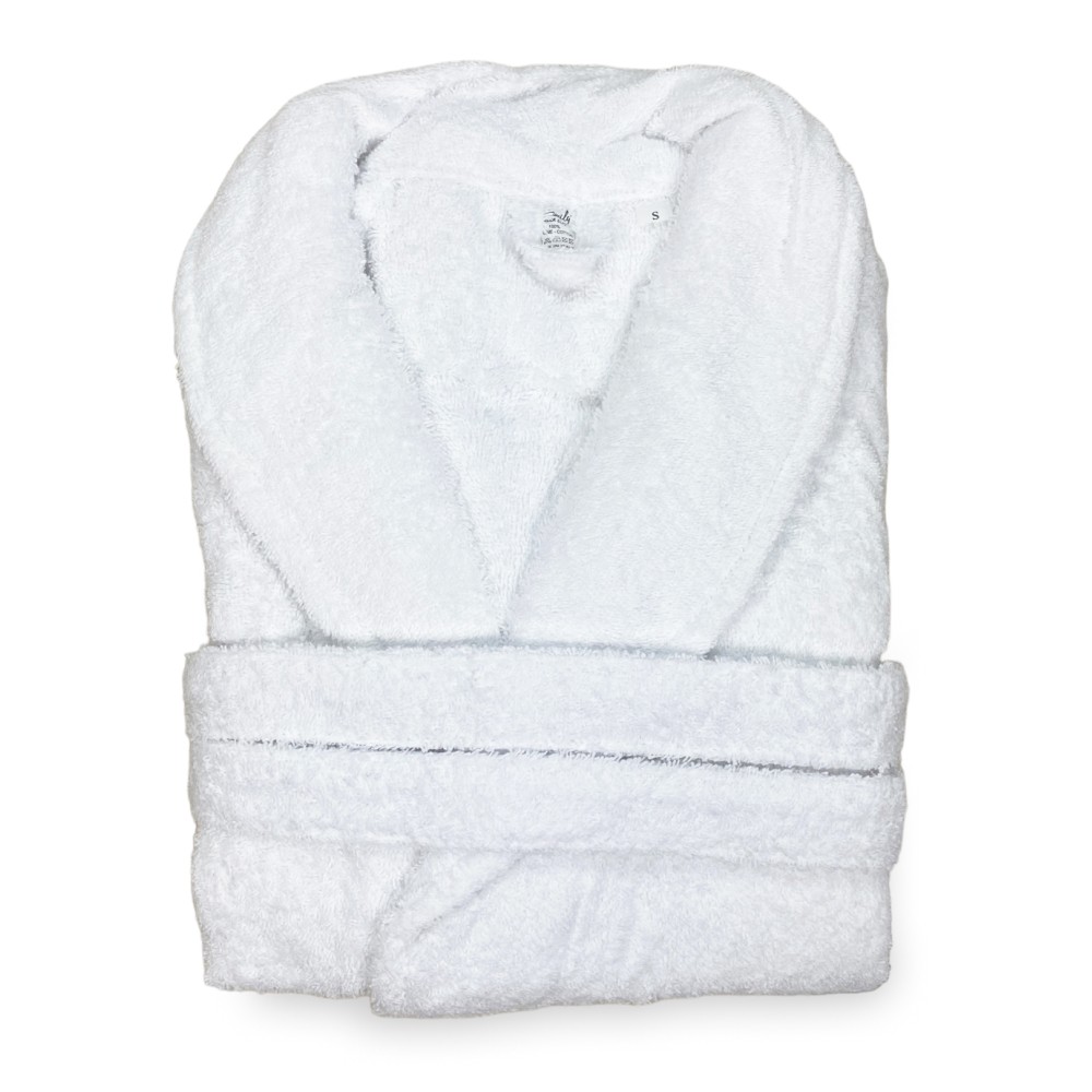 ACCAPPATOIO in Spugna a SCIALLE Senza Cappuccio BIANCO in Puro Cotone Made in Italy