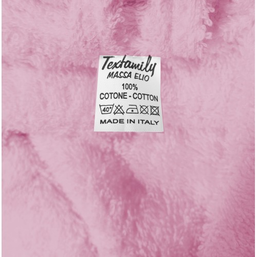 PINK kapuzenloser Bademantel aus reiner Baumwolle, hergestellt in Italien