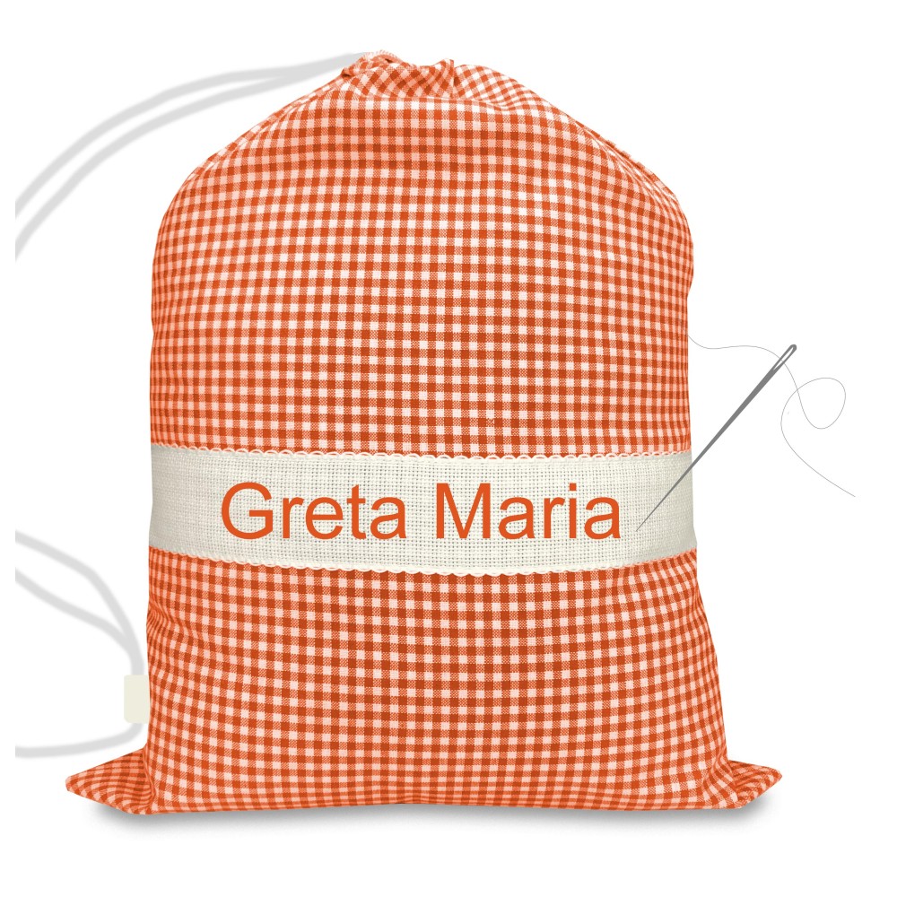 EMBROIDERED and PERSONALIZED Kindergarten BAG size LARGE MAXI cm. 45x60 CHECKERED