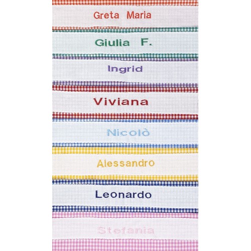 SET Asilo TRIS Sack and TOWEL and BIB CHECKERED Personalized and EMBROIDERED