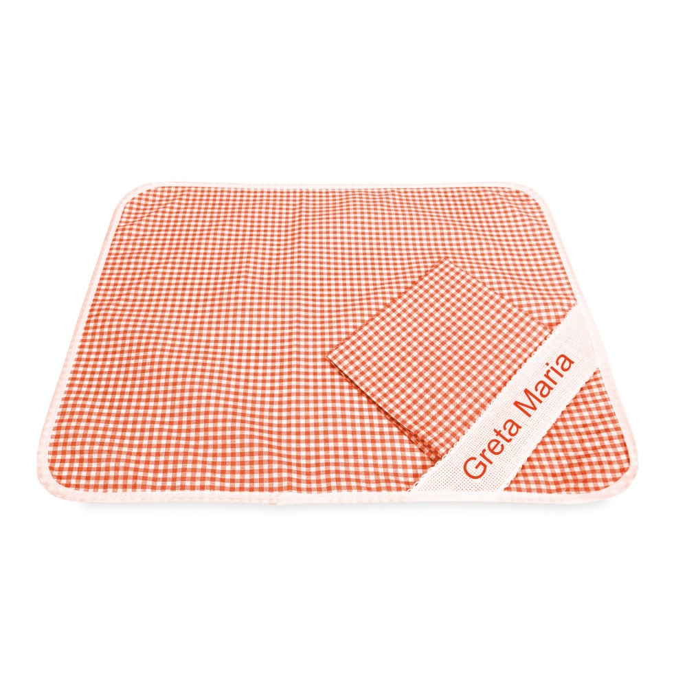EMBROIDERED and PERSONALIZED CHECKERED KINDERGARTEN PLACEMAT and Napkin