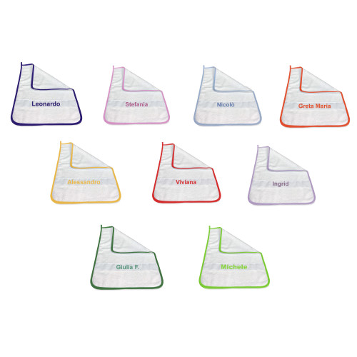 SERVIETTE DE JARDIN D’ENFANTS bordée de couleur unie brodée et personnalisée avec nom