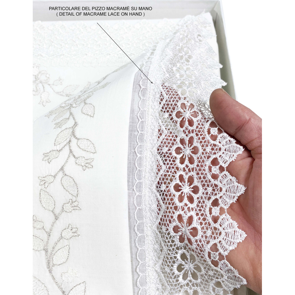DRAP Avec DENTELLE MACRAMÉ DOUBLE CRÈME Made in Italy IDEA BRIDE