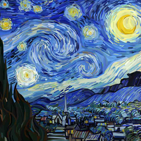 Couvre-lit matelassé Van Gogh bleu Double peintures 2
