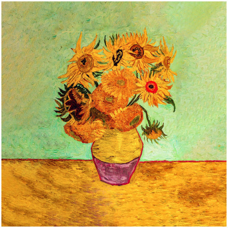 Quilted bedspread Van Gogh paintings Sunflowers double vase 2