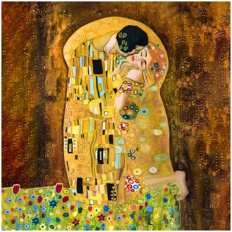 Quilted BEDSPREAD Paintings Klimt the Double Kiss 2