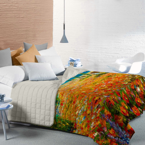 Quilted bedspread Designer Paintings Poppies Monet Double