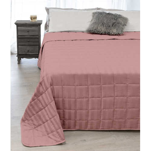 Couvre-lit matelassé RASATIN rayé SOLID PINK Double