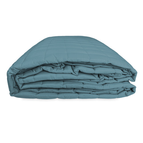 GESTEPPTE TAGESDECKE AUS SATIN Gestreift SOLID BLUE Double